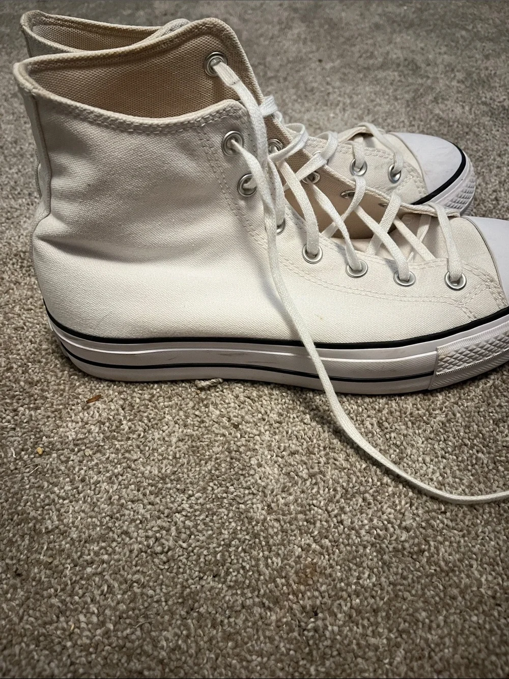 Classic High-Top Canvas Sneakers in Off-White